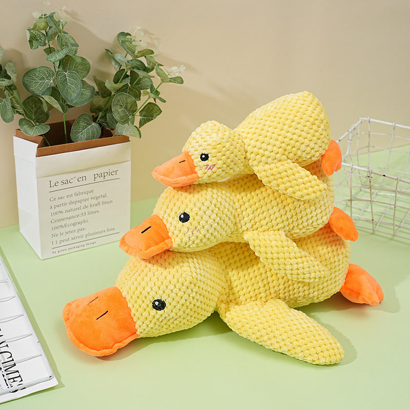 Dog toys bite-resistant molars sound relief toys plush sleeping small yellow duck small and medium-sized dog pet toys
